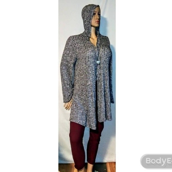 Gray Hooded Cardigan 3X - Picture 1 of 3